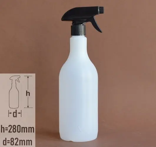 Sticla plastic 750ml culoare semitransparent cu capac trigger-sprayer negru